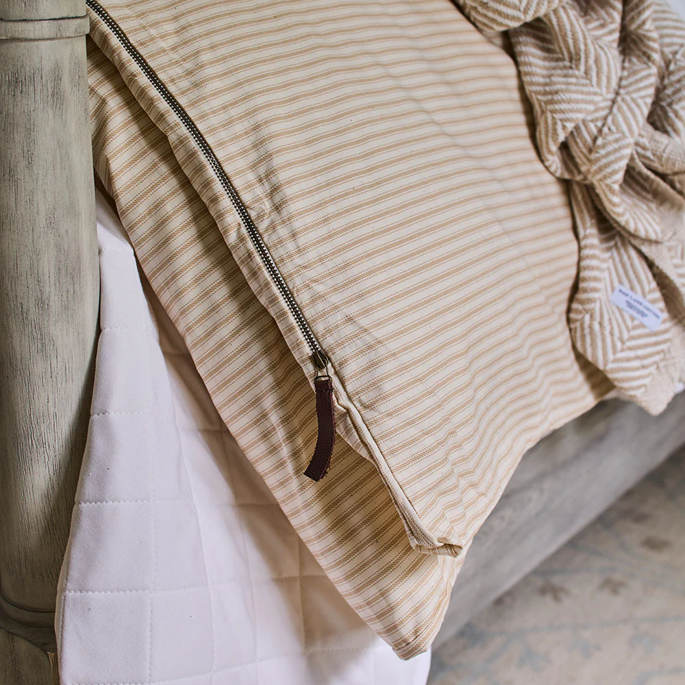 Sesame Ticking Stripe Duvet Cover & Sham Bundle with Zipper Closure - Image 3